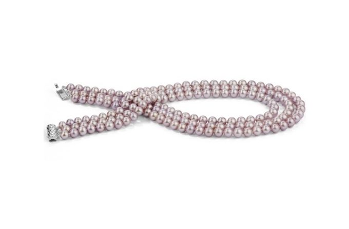 8-9 mm Triple Strand Lavender Pearl Necklace AAA