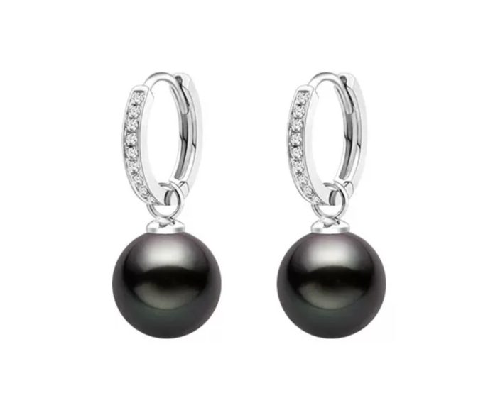 14K Gold Tahitian Pearl and Diamond Hayley Earrings
