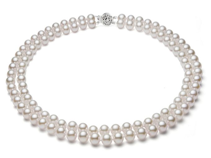 Double Strand White Freshwater Necklace 6-7 mm