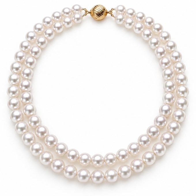 8.5-9 mm Double-Strand White Akoya Pearl Necklace