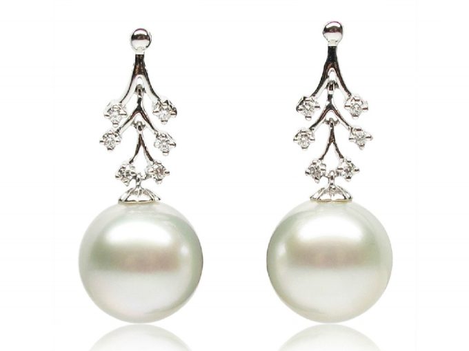 Lutgarde South Sea Pearl and Diamond Earrings