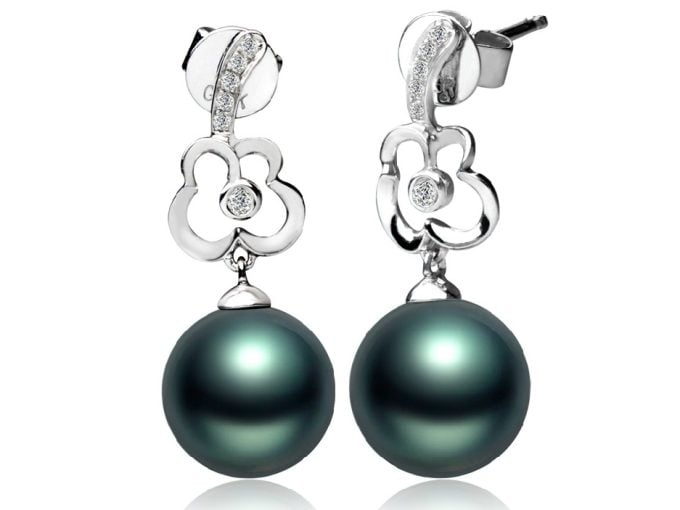 Michele Tahitian Pearl and Diamond Earrings