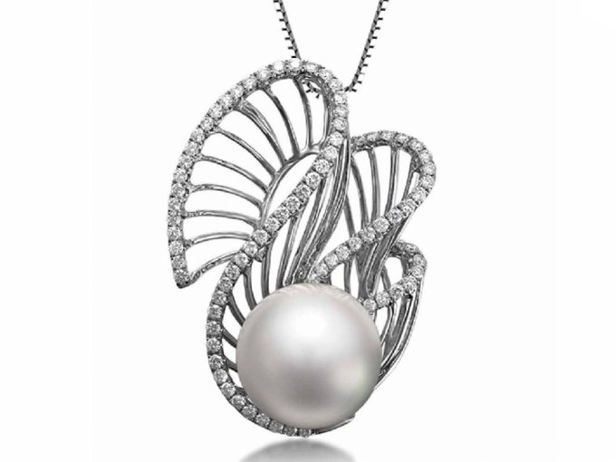 Jesse Akoya Pearl and Diamond Pendant