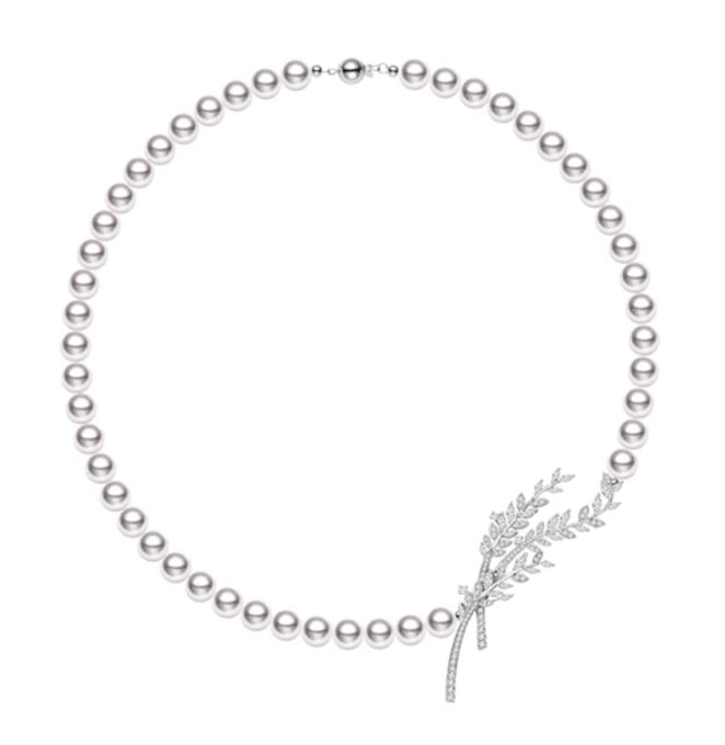 White Akoya Pearl and Diamonds Christina Necklace