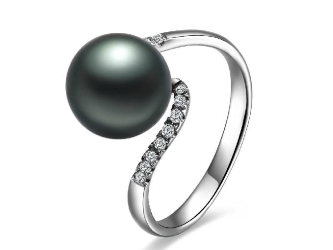 Babette Tahitian Pearl and Diamond Ring
