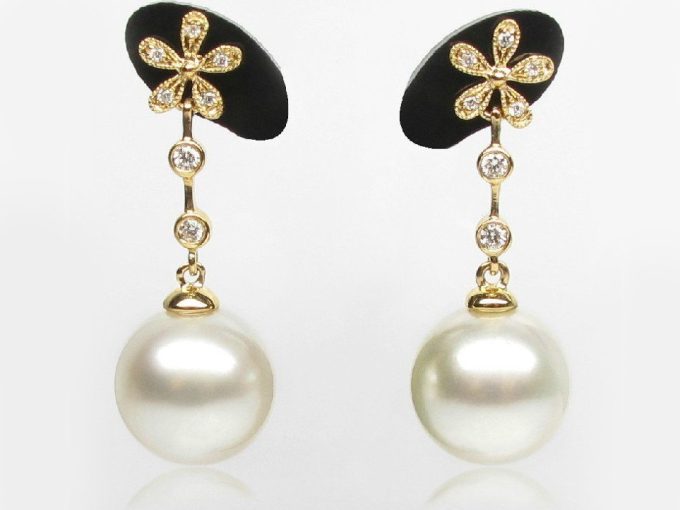 9-16 mm Arlene South Sea Pearl and Diamond Earrings