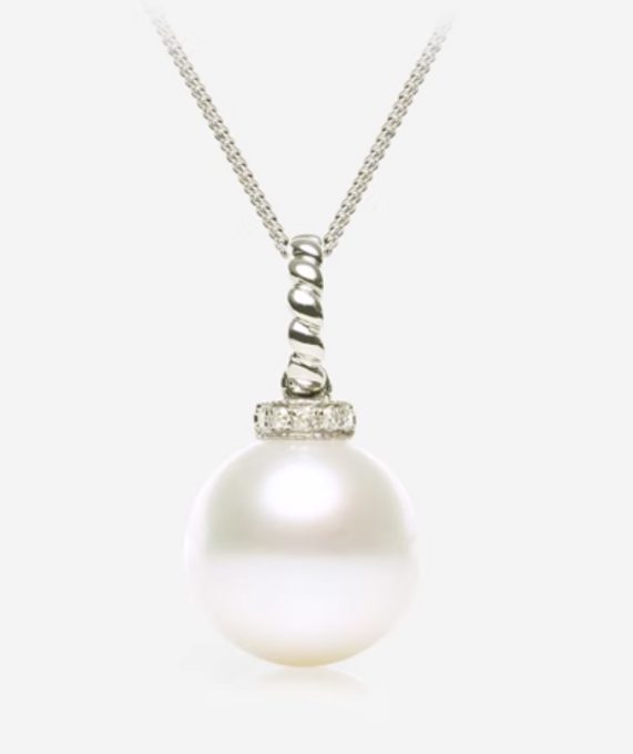 14K Gold South Sea Pearl Maxine Diamond Pendant