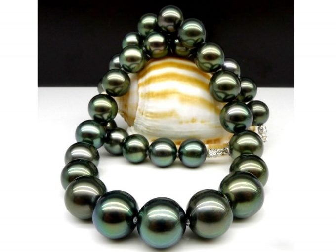 12-14 mm Black Tahitian Pearl Persephone Strand
