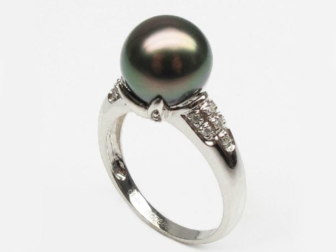 Petronille Tahitian Pearl and Diamond Ring