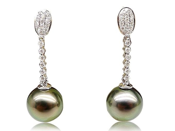 Dolores Tahitian Pearl and Diamond Earrings