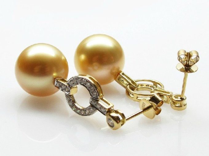 Leila South Sea Pearl and Diamond Earrings