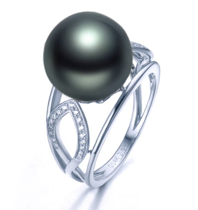 14K/18K Gold Berthe Tahitian Pearl and Diamond Ring