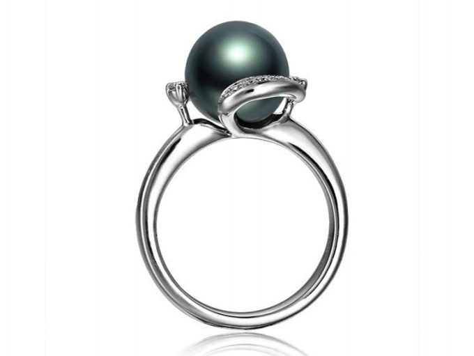 Huguette Tahitian Pearl and Diamond Ring