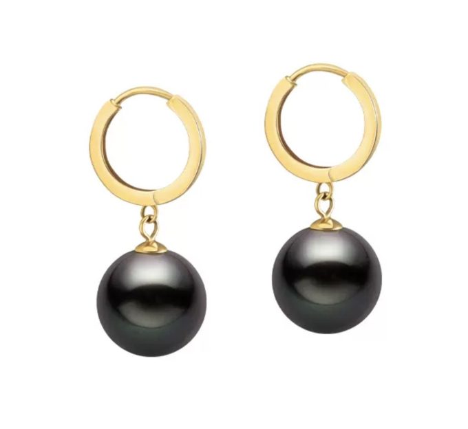 14K Gold Tahitian Pearl Ensley Earrings