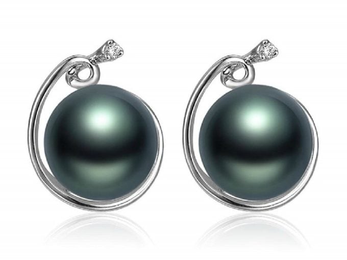 Tahitian Pearl and Diamond Birdie Earrings 14K/18K Gold