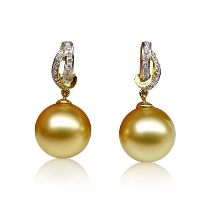Susan South Sea Pearl and Diamond Earrings