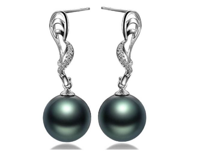 Berton Tahitian Pearl and Diamond Earrings