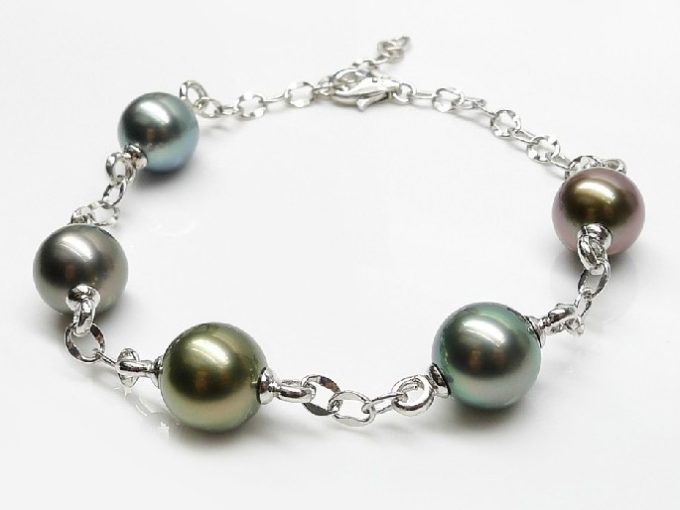 Round Tahitian Pearl Aleena Tincup Bracelet 14K/18K Gold