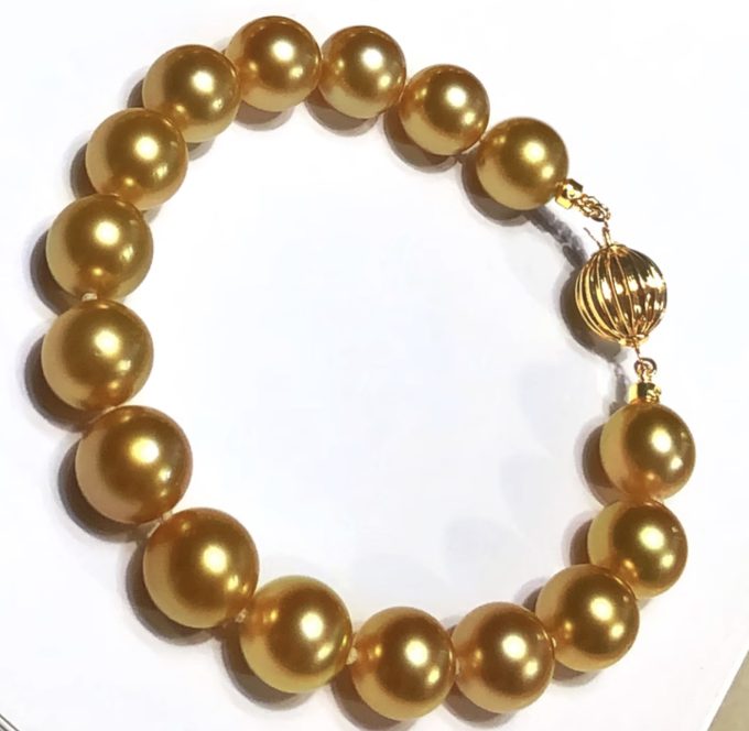 9-11 mm Golden South Sea Pearl Bracelet