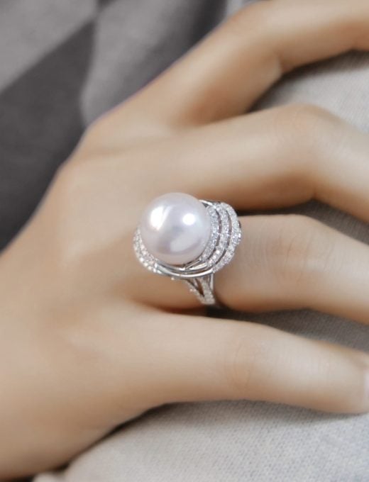 South Sea Pearl and Diamond Blakely Ring.95ct