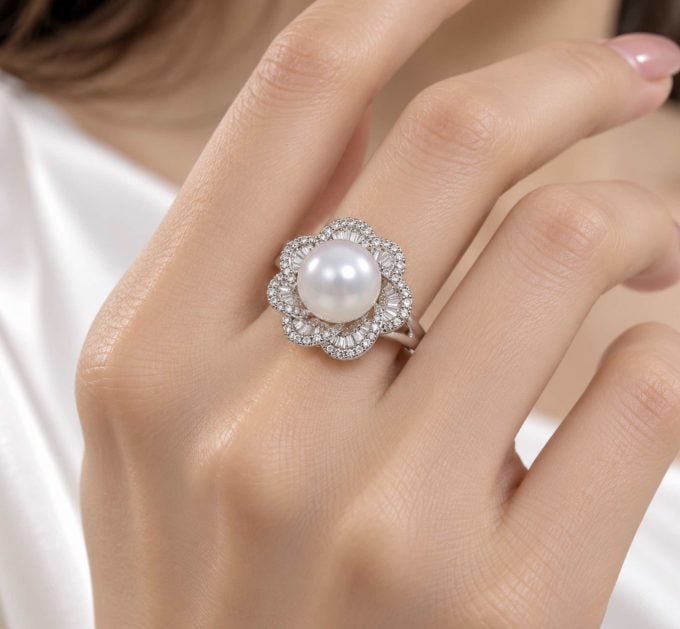 Thera South Sea Pearl and Diamond Ring
