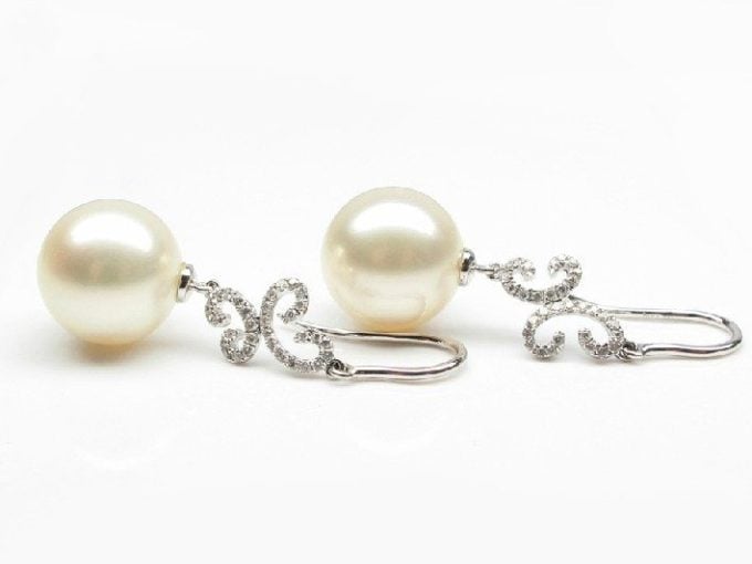Nadia South Sea Pearl and Diamond Earrings .50Ct