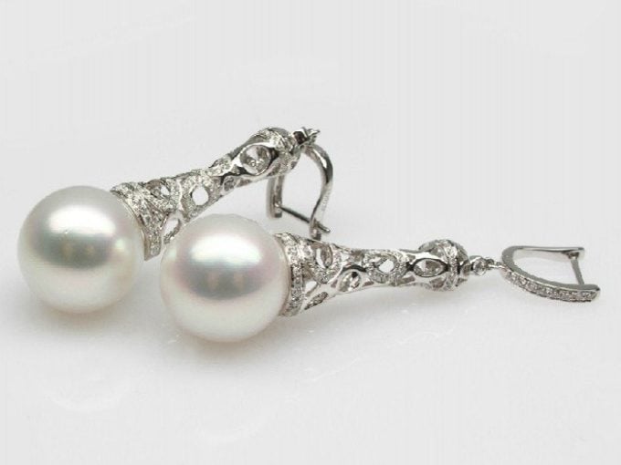 Vanica South Sea Pearl and Diamond Earrings 1.15Ct