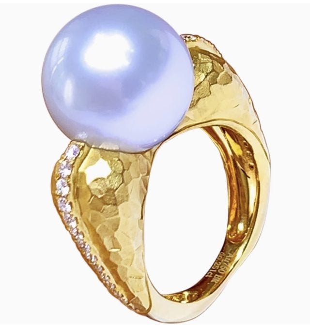South Sea Pearl and Diamond Fatima Ring