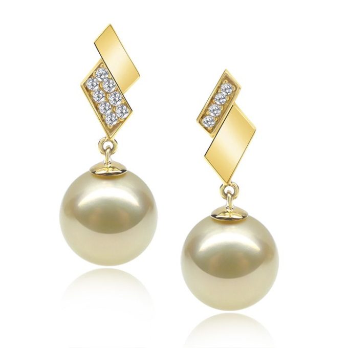 South Sea Pearl and Diamond Elia Earrings