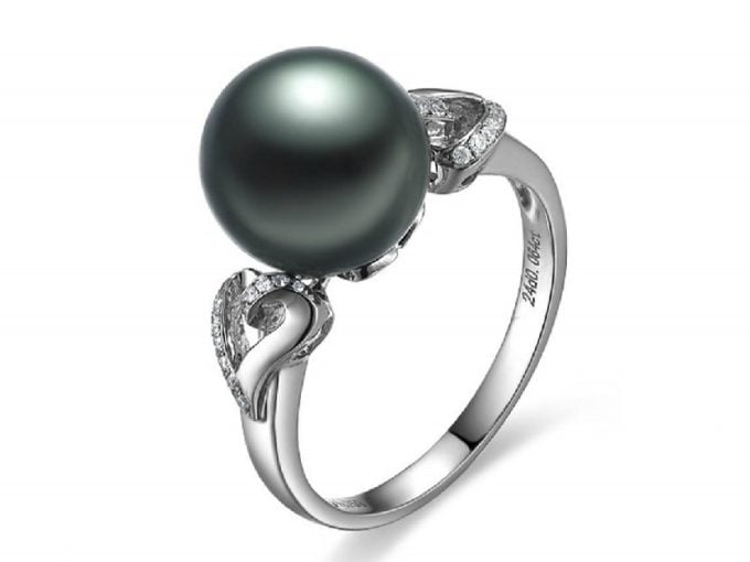 Sandrine Tahitian Pearl and Diamond Ring