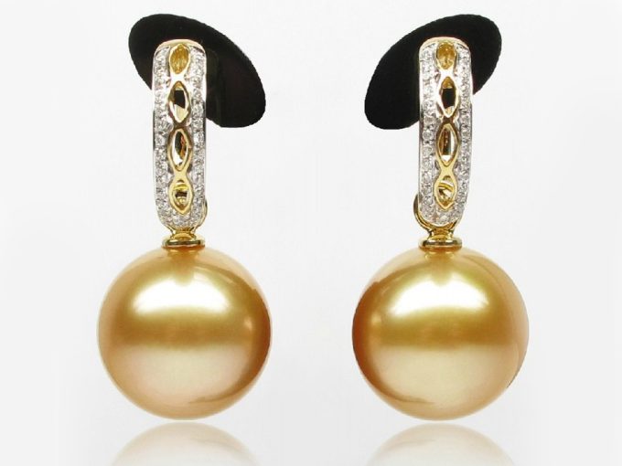Princess South Sea Pearl and Diamond Earrings