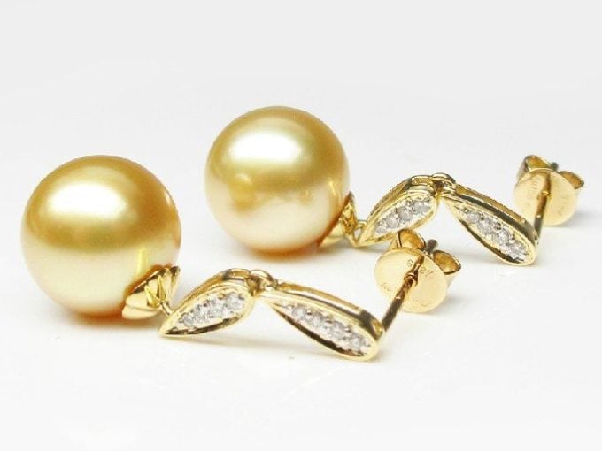 Dynamic South Sea Pearl and Diamond Earrings
