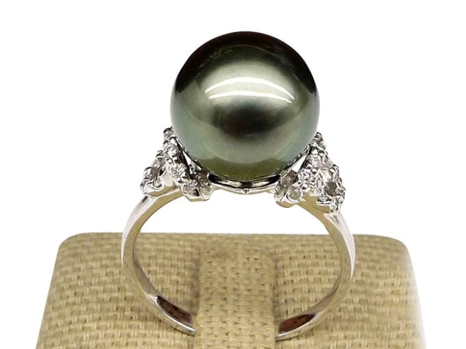 Marguerite Tahitian Pearl and Diamond Ring