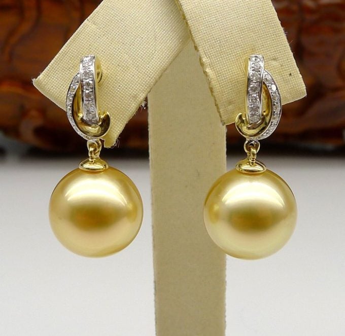 Susan South Sea Pearl and Diamond Earrings