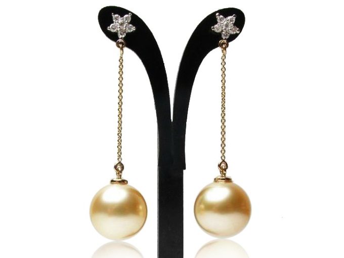 Rosy South Sea Pearl and Diamond Earrings