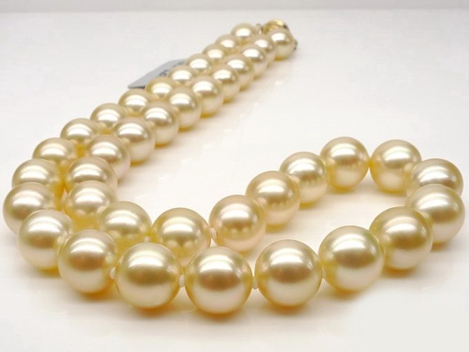 9-10 mm Golden South Sea Pearl Necklace AA+