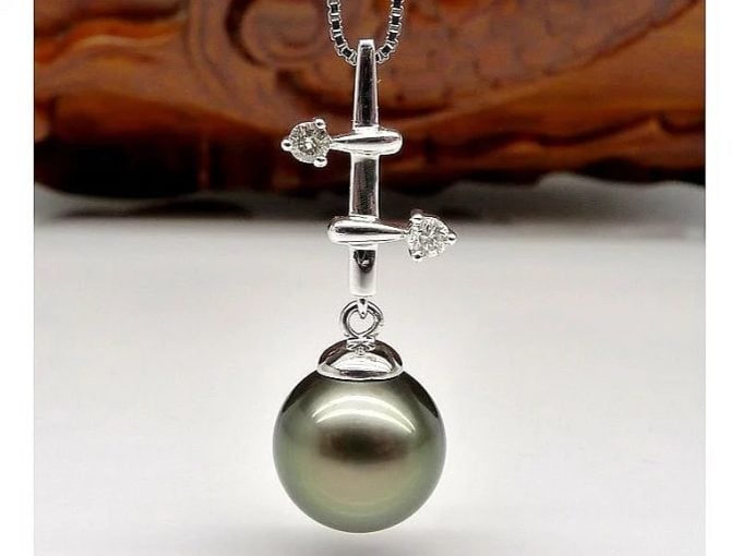 Cecily Tahitian Pearl and Diamond Pendant