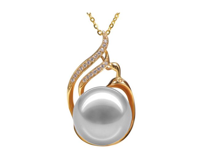 Swan South Sea Pearl and Diamond Pendant