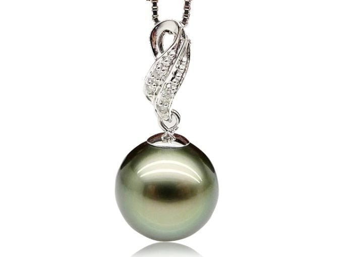 Spring Tahitian Pearl and Diamond Pendant