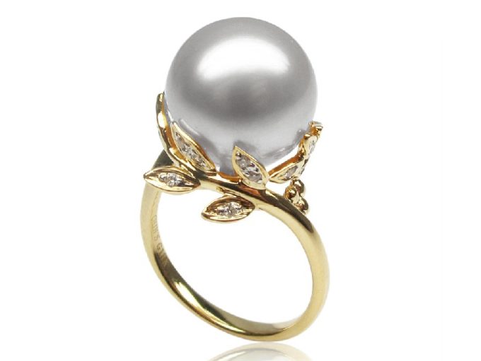 Arielle Freshwater Pearl and Diamond Ring