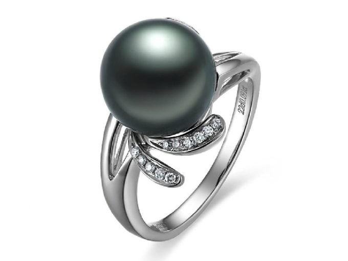 George Tahitian Pearl and Diamond Rings