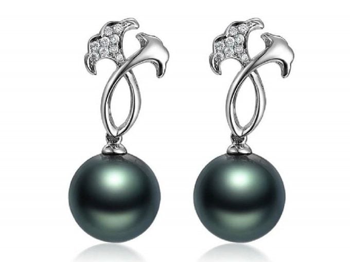 Doriane Tahitian Pearl and Diamond Earrings