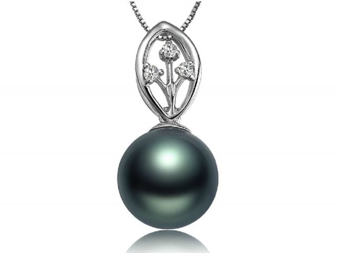 Andrew Tahitian Pearl and Diamond Pendant