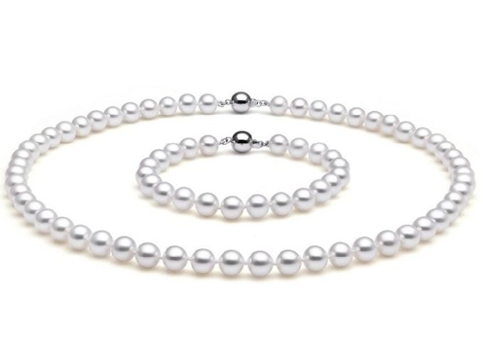 Full Set of 7.5-8 mm White Akoya Pearls AA+/AAA