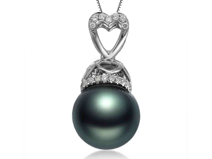 Black Tahitian Pearl and Diamond Pendant