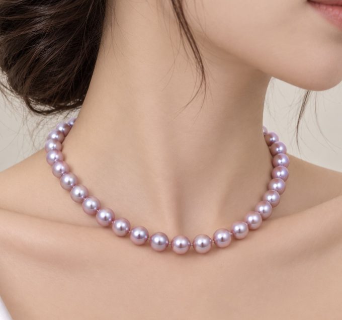 Lavender Freshwater Pearl Necklace 10-11 mm AAA