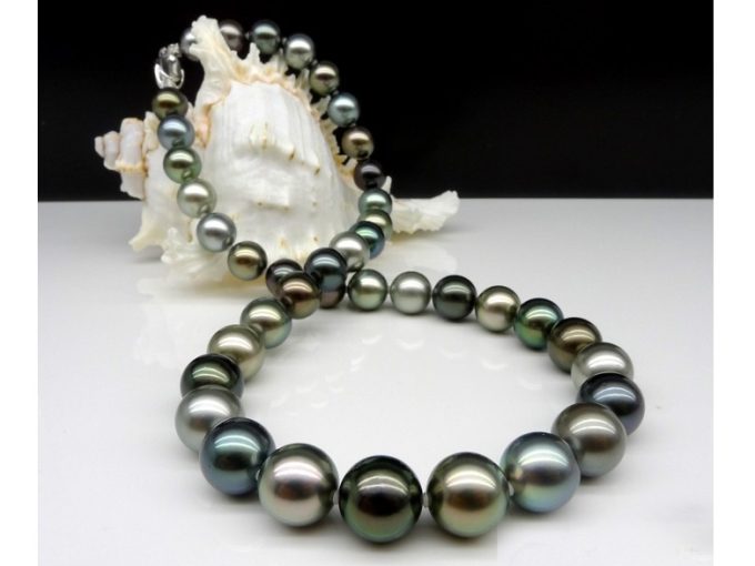 10-14 mm Color Mixed Tahitian Pearl Necklace AAA