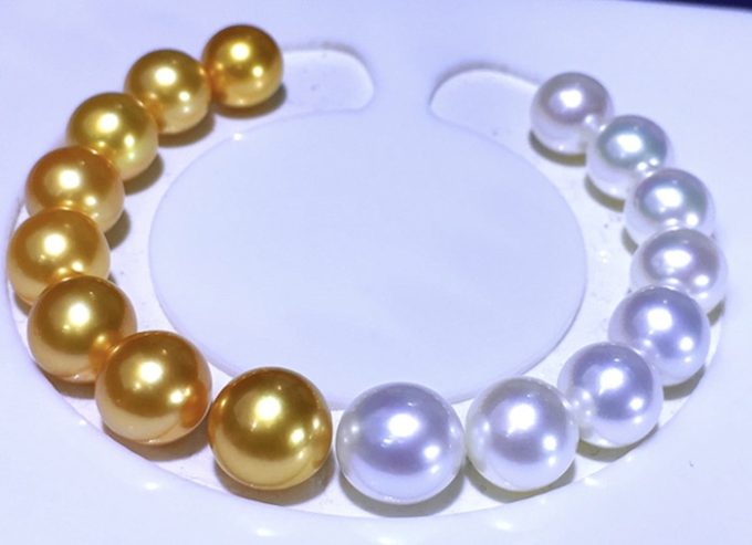 9-10 mm White and Golden South Sea Pearl Tiana Bracelet