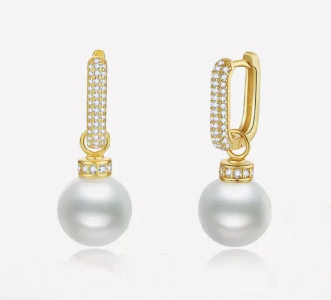 Beryl South Sea Pearl and Diamond Earrings