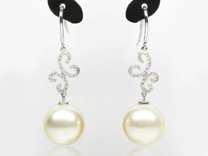 Nadia South Sea Pearl and Diamond Earrings .50Ct
